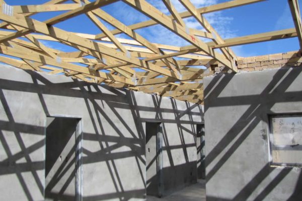 cement layers inside view wooden rooftop